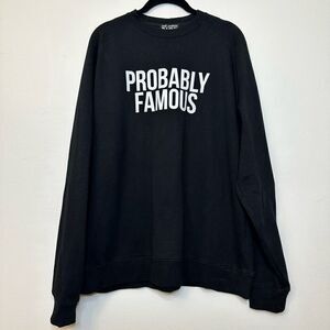 Suburban Riot Stretch Long Sleeve Probably Famous Pullover Sweater Black Large